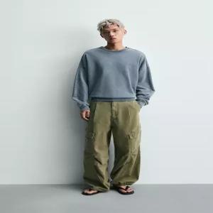 ZARA 워시드 릴렉스드 핏 스웨트셔츠 - 블루 4087/820/400