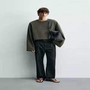 ZARA 크롭핏 인터록 스웨트셔츠 - 그린 0761/407/514