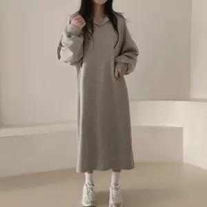 여성 기모 베이직 카라 오버핏 2컬러 롱원피스 LK-T012