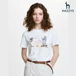 [백화점 정품] 헤지스 레이디스 [26SS][HAZZYS HARRY] 슬림핏 해리 그래픽 반팔 티셔츠 HSTS6B501