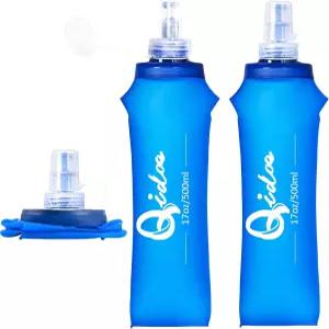 2PCS 소프트 물병 수분 보충 팩용 17온스/500ml TPU 접이식 플라스크 병 BPA 프리 휴대용 러닝 하이킹