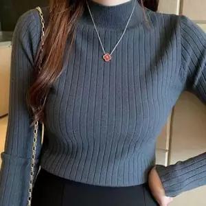 친절한탄씨 슬림핏 여성 골지 니트 하프넥 여자 반폴라 니트 목폴라 겨울 슬림핏 골지