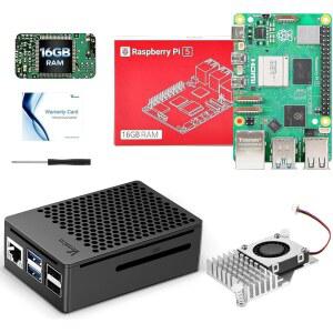 VEMICO 파이 16GB 키트 RAM 보드 스크루 카드 보호 드라이버 쿨러 PI 보드용 케이스 액티브