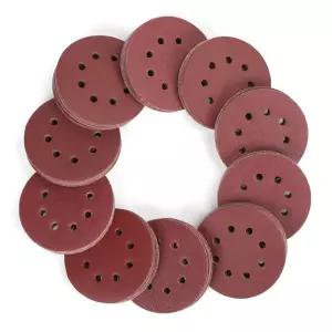 8구 원형 사포 5인치 125mm 10매 적색 샌딩 페이퍼