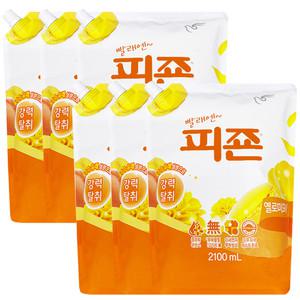 피죤 옐로미모사 2.1L 6개, 섬유유연제 대용량 리필 용기 본품