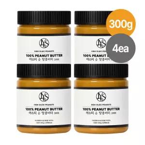야스티 아르헨티나 코르도바산 하이올레익 땅콩 100% 국내제조 순 땅콩버터 크리미 300g X 4개 무첨가 100% 피넛버터 잼