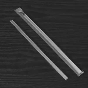 일자 플라스틱 일회용 빨대 7.0mmX210mm 투명 개별포장 빨대 1000개 스트로우