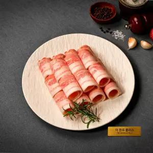 더한우플러스 한돈 무항생제 대패 삼겹살 올리브오일 시즈닝 구이용 냉동 600g 