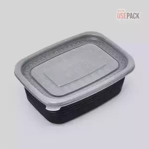 EH 사각 죽용기 대 50개 검정 세트 샐러드 반찬 파스타 도시락 포장