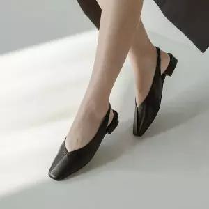 [소보제화]셔먼 스퀘어 슬링백 플랫슈즈 2cm