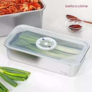 벨라쿠진 3800ml 스텐 직사각 밀폐용기 대파 반찬통 파통 냉장 냉동 밧드