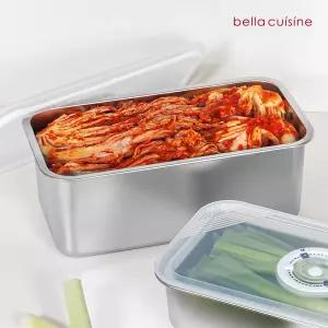 벨라쿠진 6000ml 스텐 직사각 밀폐용기 대파 반찬통 파통 냉장 냉동 밧드