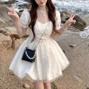 카밀라쇼룸 망사 천 레이어드 봉긋한 치마 여성스럽고 사랑스러운 청순 쉬폰 원피스