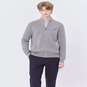 [25SS] WHSW5A101G2 스테디셀러그레이 로고자수 면 집업니트