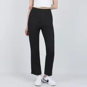 코너스톤 여성 면바지 허리밴딩 세미 스트레이트 블랙 W1W0601 B