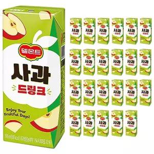 (190ml 24개) 롯데 델몬트 사과 드링크/주스/쥬스/팩음료/학교/단체/어린이/팩쥬스/유치원/음료수/쥬스팩