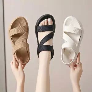 데이브리즈 발편한 여성 여름 키높이 샌들 벨크로 스트랩 찍찍이 통굽샌들 5cm