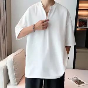 남성 반집업 지퍼 차이나 넥카라 반팔티셔츠 2컬러