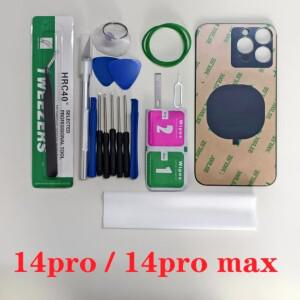 마이크 iPhone 14 Pro Max 후면 유리 패널 배터리 커버 교체 부품 하우징 용 큰 구멍