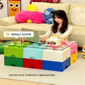 도파민 블록수납함 DIY 거실 조립식 컬러박스 멀티 수납박스 슬라이딩