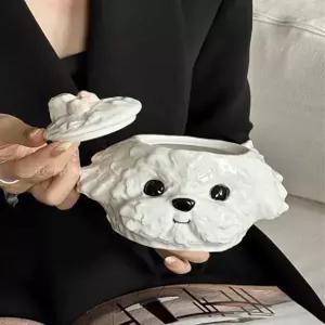 강아지 머그컵 귀여운 퍼피 토네이도 화이트 홈카페 도자기 컵 선물용