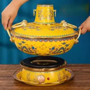 인덕션 냄비 전기 숯겸용 구리 동냄비 스키야키 샤브샤브 황동 전골 워터팟 32cm 분리형 더블베이스