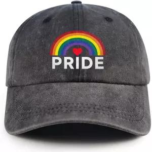 프라이드 모자 LGBT 야구 조절 가능한 면 빈티지 레인보우 게이 남성용