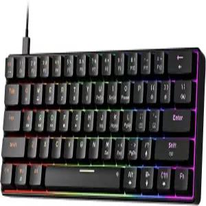 뉴맨 GM6 기계식 키보드 레인보우 LED 백라이트 게이밍 유선 컴팩트 미니 6 키 휴대용 60 블랙 키캡 포함