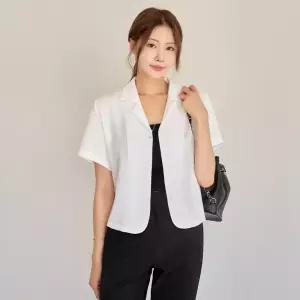 [핑크시슬리] 데일리무드 린넨라이크 박스 세미크롭 자켓