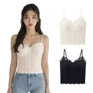 프렌치 레이스 브라캡 끈나시 브라탑 크롭 이너웨어