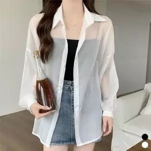 [라일리여성의류] Rly 쉬폰 캐쥬얼 모임 프릴블라우스 여자남방 셔츠 가