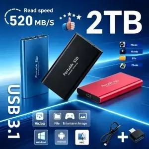 대용량 T5 미니 휴대용 외장 SSD 2TB USB 3 고속 솔리드 스테이트 드라이브 플래시 메모리 프로