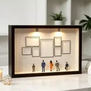 DIY 박물관 사진 액자 세트 나무 피규어 실루엣 케이스 7개 홀더 8개 기념품 전시용 웨딩 선물