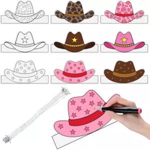 Motipuns 24개 DIY 웨스트 카우보이 종이 왕관 파티 모자 생일 장식 남자 여자 사진 부스 소품 용품