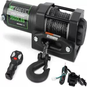 STEGODON 3500파운드 윈치 ATV UTV 전기 12V 방수 합성 로프 트레일러 - 유선 리모컨 및 무선 포함 견인