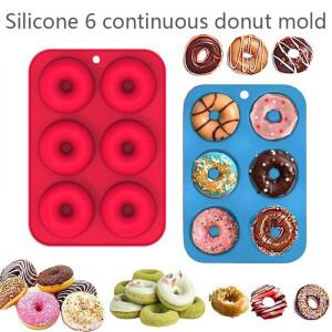 1 2PCS 실리콘 6 연속 도넛 몰드 DIY 초콜릿 비스킷 케이크 페이스트리 고온에 강하고 쉽게 탈형 가능
