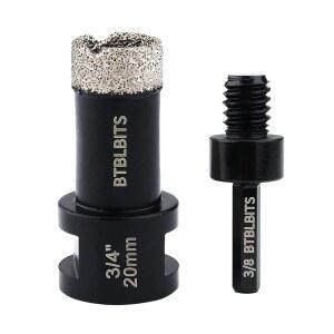 BTBLBITS 드라이 다이아몬드 코어 드릴 비트 20mm 4인치 타일 앵글 그라인더 도자기 세라믹 화강암 벽돌 대리석용 811 스레드에서 8인치 육각 섕크 어댑터 포함