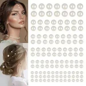 220pcs/시트 믹스 3mm/4mm/5mm/6mm 헤어 진주 스틱 자기 스티커 페이스 메이크업