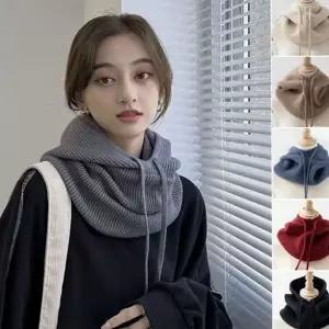 페이크 여성 후드 넥 워머 골지 니트 후드 워머 겨울