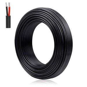 22 게이지 2 도체 전선 20M / 65.6피트 AWG 절연 연선 연결선 검은색 PVC 재킷형 주석 구리 연장 코드 LED 스트립 램프 조명용 유연한 저전압 케이블