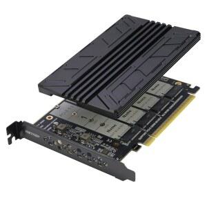 2280 / 2260 2242 2230 M.2 (M 키) SSD용 히트싱크, RIITOP PCIe 5.0 x16 ~ 4X NVMe 카드를 지원하는 쿼드 어댑터 (PCI-e 분기 필요)