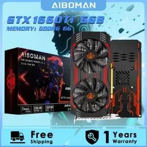 AIBOMAN 비디오 카드 GTX1660Ti 6GB GDDR6 192Bit 1530MHz GPU PCI-E 3.0 HDMI DP DVI 출력 게임 그래픽