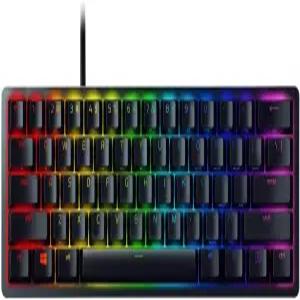 레이저 헌츠맨 미니 60% 유선 광학 클릭키 스위치 게이밍 키보드 크로마 RGB PBT 키캡 블랙