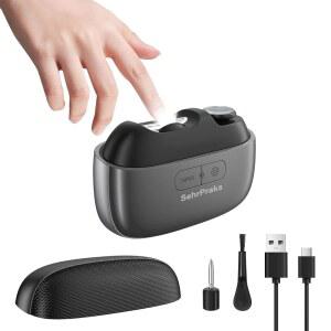 SehrPraks 전기 손톱깎이 3in1 LED 조명 네일 트리밍 파일링 폴리싱 두꺼운 손톱을 위한 넓은 입구 조용한 작동 휴대용 충전식 청소년 성인 노인에게 안전