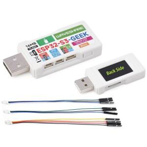 ESP32-S3 Geek 개발 보드, ESP32-S3R2 컨트롤러 칩 기반, 온보드 1.14인치 LCD 화면, USB-A 포트, UART, GPIO 헤더, I2C TF 카드 슬롯, W-i-F-i 및 Blue-Too-th LE 지원