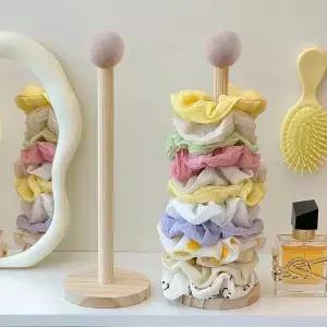 2개 스크런치 홀더 오거나이저 나무 팔찌 머리끈 보관 헤어밴드 디스플레이 스탠드