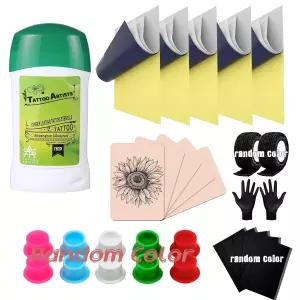 초보자용 타투 스킨 연습 키트 29Pcs 스타터 5.9x7.9인치 A4 전사 용지 스텐실 젤 잉크 캡