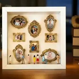 DIY 미니 박물관 실루엣 박스 로맨틱 사진 앨범 디스플레이 키트 피규어 골드 프레임 우아한 디자인