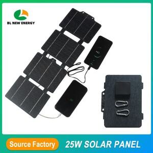 초경량 휴대용 25W ETFE 야외 보조베터리 휴대폰 캠핑 하이킹 여행 충전을 위한 유연한 접이식 태양 전지