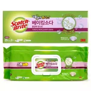 3M 스카치브라이트 베이킹소다 일회용 물걸레 청소포 50매 코스트코